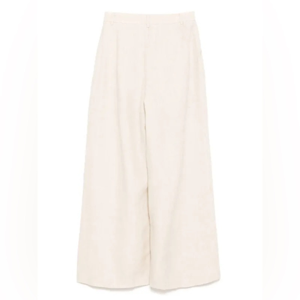 Bambah High-Rise Wide Leg Pants, White Linen, size UK 6 / XS